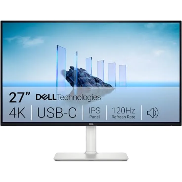 Dell 27 Plus Monitor S2725QS 27 Zoll 4K UHD (3840x2160), 120Hz, IPS, 4ms, AMD FreeSync Premium, 99% sRGB, Lautsprecher, 2 HDMI, DP, Höhenverstellbar, 3 Jahre Garantie - Aschweiß