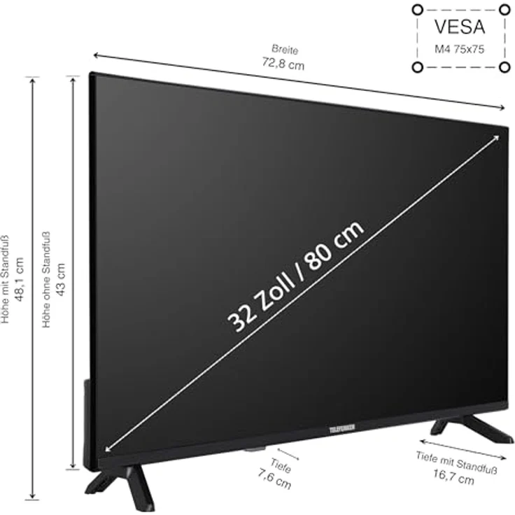 TELEFUNKEN QLED TV 32 Zoll Fernseher Full HD Android Smart TV (HDR, Triple-Tuner, Bluetooth) QF32AN750S, schwarz – Bild 3