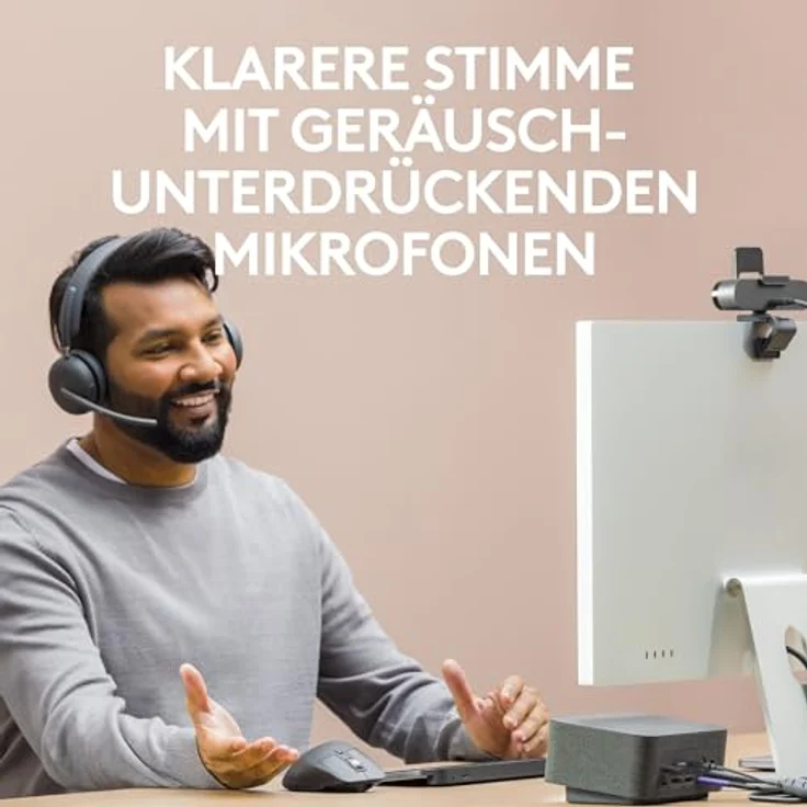Logitech Zone Wireless 2 Premium-Headset mit Geräuschunterdrückung, Hybrid-ANC, Bluetooth, USB-C, USB-A, Zertifiziert für Zoom, Google Meet, Google Voice, Fast Pair - Grafit – Bild 4