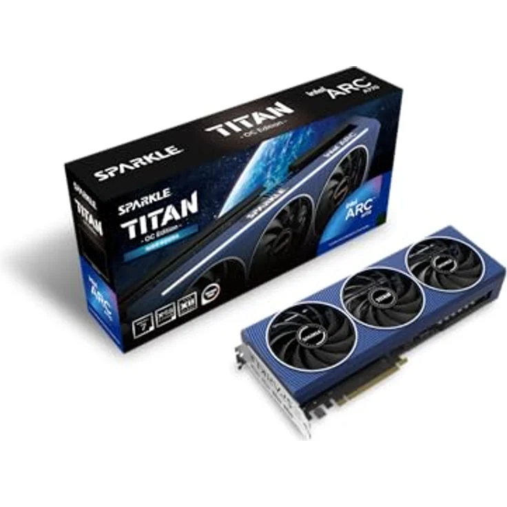 SPARKLE Intel Arc A770 Titan OC Edition, 16 GB GDDR6, ThermalSync, zerrissene Kühlung, Axiallüfter, Metall-Rückplatte, SA770T-16GOC – Bild 1