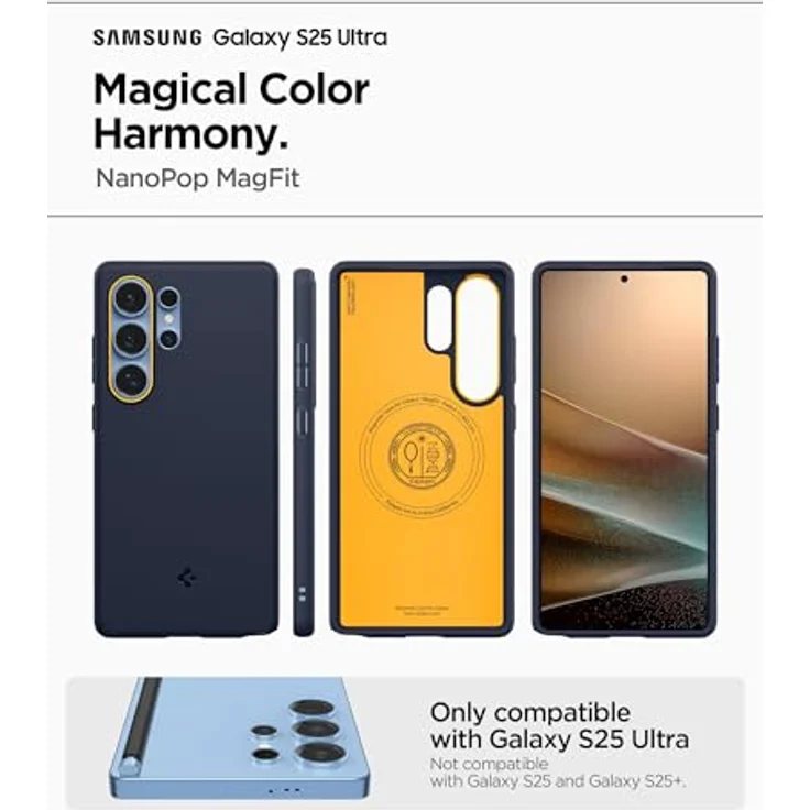 Spigen NanoPop MagFit Hülle für Samsung Galaxy S25 Ultra, Kompatibel mit MagSafe -Blueberry Navy, Zweifarbiger Kameraring, Glattes TPU, Schutzrand – Bild 2