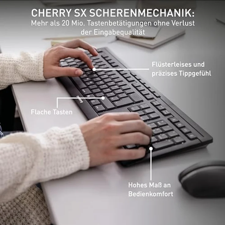 CHERRY STREAM DESKTOP - Tastatur-und-Maus-Set - kabellos - 2.4 GHz - US mit Euro-Symbol QWERTY - CHERRY SX - Pale Gray (JD-8500EU-0) – Bild 2