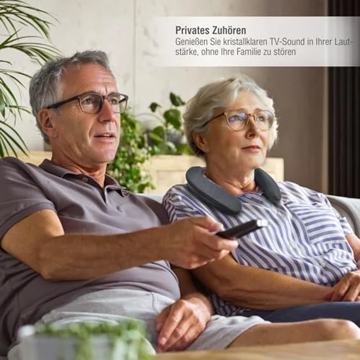 LEICKE Edgar Duo, Tragbarer Kabelloser Nackenkopfhörer mit Sprachverstärker für Senioren, Bluetooth 5.3, HDMI, Aux & Optik-Eingang, Generation 2 – Bild 5