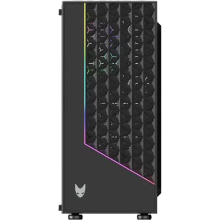 Oversteel Iridium - Gaming-PC-Gehäuse, kompatibel mit ATX-, Micro ATX- und ITX-Boards, 120-mm-A-RGB-Lüfter im Lieferumfang, Mesh-Front, 2 Staubfilter, gehärtetes Seitenglas, USB 3.0, Farbe Schwarz - Preisvergleich – Bild 2