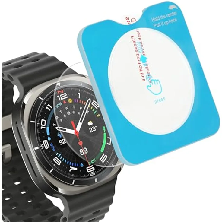 kwmobile 2X Schutzglas kompatibel mit Samsung Galaxy Watch 7 Ultra Folie - Transparente Hartglas Schutzfolie für Smartwatch - Displayschutz für Fitness Tracker