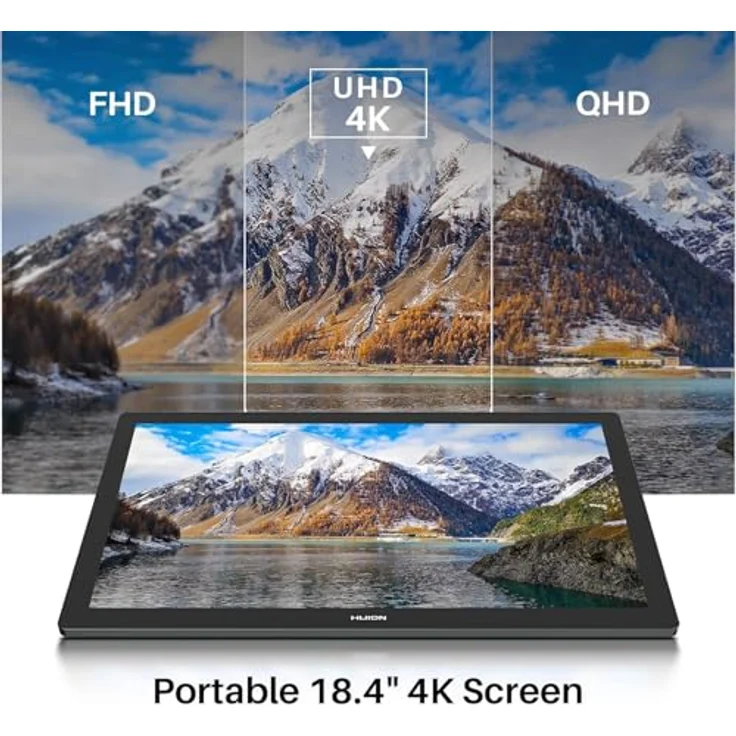 HUION Kamvas Pro 19 Grafiktablett, 18,4-Zoll mit 4K UHD-Auflösung, Grau – Bild 2