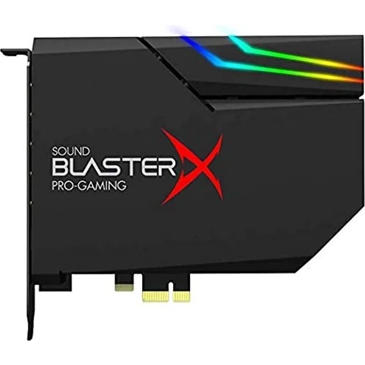 CREATIVE Sound BlasterX AE-5 Plus SABRE32 Hochauflösende PCI-e-Gaming-Soundkarte und DAC mit 32-Bit / 384 kHz, Dolby Digital und DTS mit bis zu 122 dB Rauschabstand, RGB-Aurora-Beleuchtungssystem