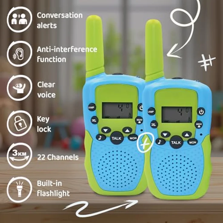 MaxLife Walkie-Talkie-Set MXWT-200, Funkgerät mit 22 Kanälen, Clear-Sound-Funktion und ergonomischem Design, grün-blau – Bild 5
