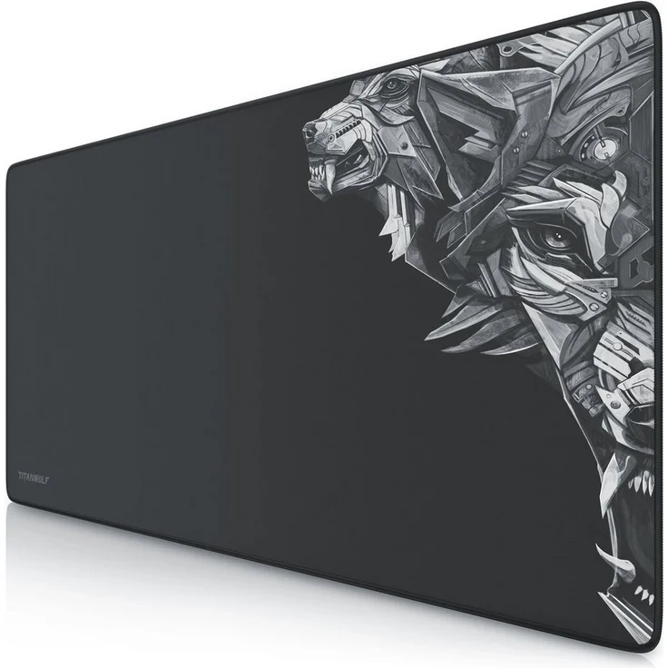 Titanwolf XXL Speed Gaming Mauspad 900 x 400 x 3 mm, rutschfest und abwaschbar mit Wolfmotiv rechts