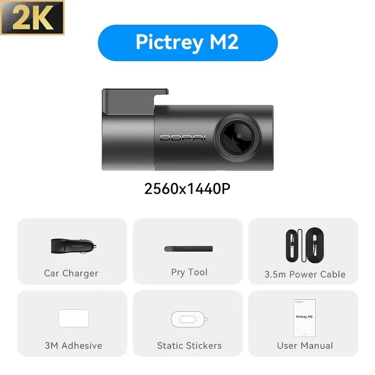 StarTech Pictrey M2 Auto-Dashcam, 2K 2560 × 1440, 30 FPS, kompakt mit WLAN und Sprachsteuerung, ohne Speicherkarte