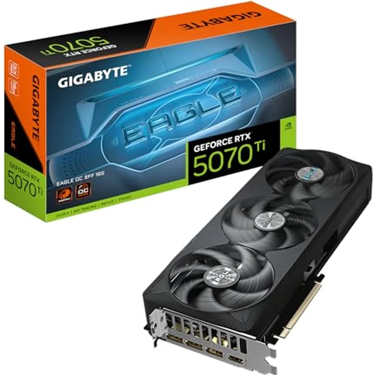 Gigabyte GeForce RTX 5070 Ti Eagle OC SFF 16G Grafikkarte - 16GB GDDR7, 256 Bit, PCI-E 5.0, 2542 MHz Core Clock, RGB-Beleuchtung, NVIDIA DLSS 4, GV-N507TEAGLE OC-16GD – Bild 1