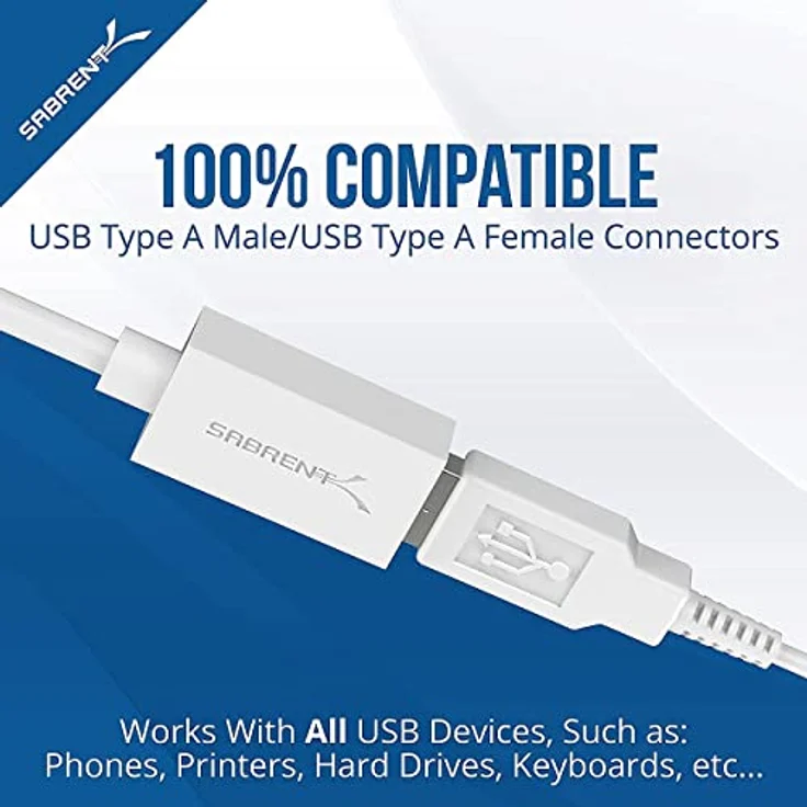 Sabrent USB Kabel 22 AWG USB 3.0 Verlängerungskabel - A-Stecker auf A-Buchse [Weiß] 1.80 Meter (CB-306W) - Preisvergleich – Bild 3