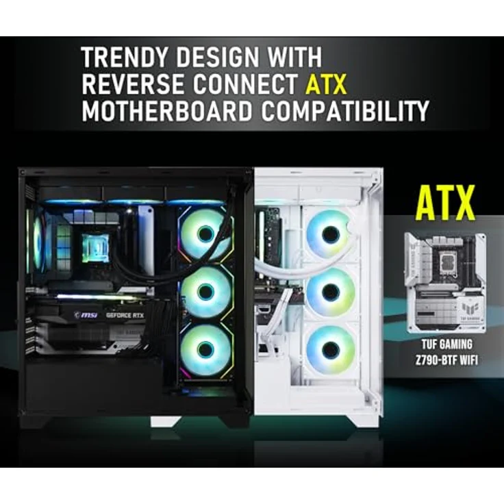 BitFenix CETO Premium Edition, Mid Tower PC Gehäuse mit 4 x Infinity ARGB-Lüftern, Panorama-hartglas, schwarzes Design, 360 mm AIO-Unterstützung – Bild 4