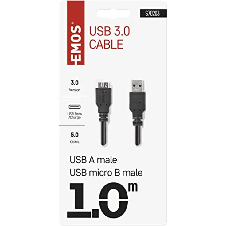 EMOS Festplattenkabel 3.0 Micro USB auf USB, 5 Gbit/s, 1m, schwarz – Bild 4