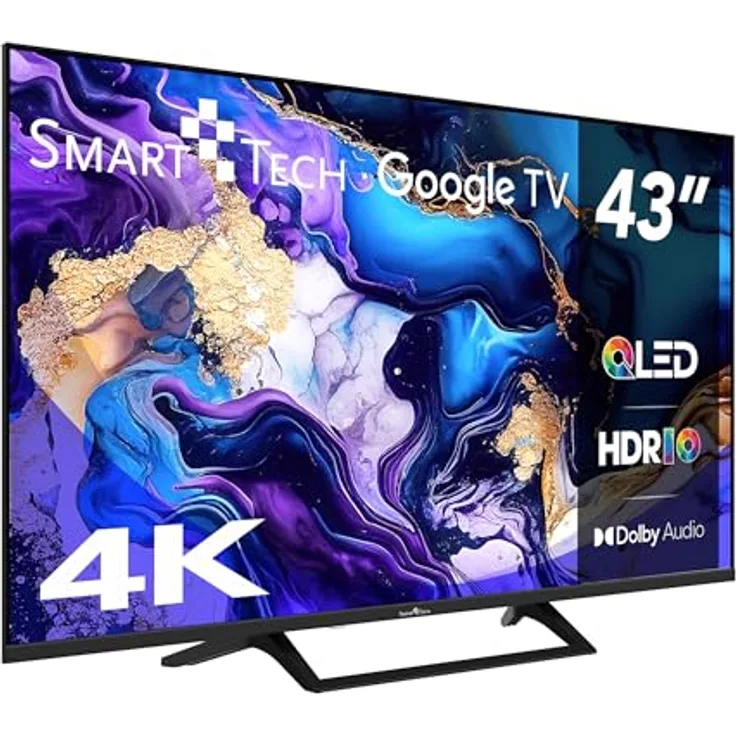 Smart Tech QLED Fernseher 43QG06V, 43 Zoll 4K UHD Smart TV mit Google TV, HDR10, Bluetooth und Triple-Tuner