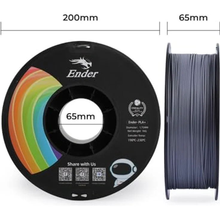 Creality Filament PLA+ (1.75 mm, 1000 g), 3D-Druckmaterial mit hoher Hitzebeständigkeit und verbesserter Schichthaftung, Grau – Bild 4