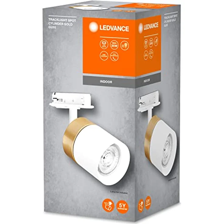 LEDVANCE TRACKLIGHT Schienensystem-Leuchtenkopf, gold/weiß, mit GU10-Sockel, kann mit einfacher oder smarter Lampe bestückt werden, smart, WiFi, loftartiges Design, Schutzklasse IP20 – Bild 2