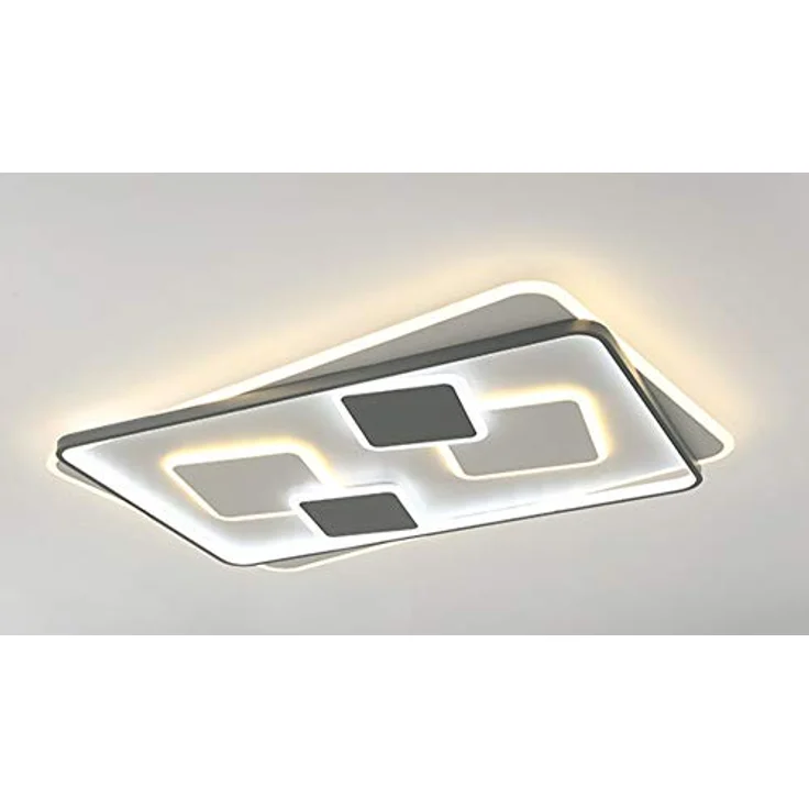 Eurotondisplay 9643CFX 97x62 cm, H6cm LED Deckenleuchte mit Fernbedienung Lichtfarbe/Helligkeit einstellbar dimmbar (9643-CFX 97x62 cm, H 6) - Acryl-Schirm weiß/grau, stufenlos einstellbare Lichtfarbe und Helligkeit, Night Light Modus – Bild 1