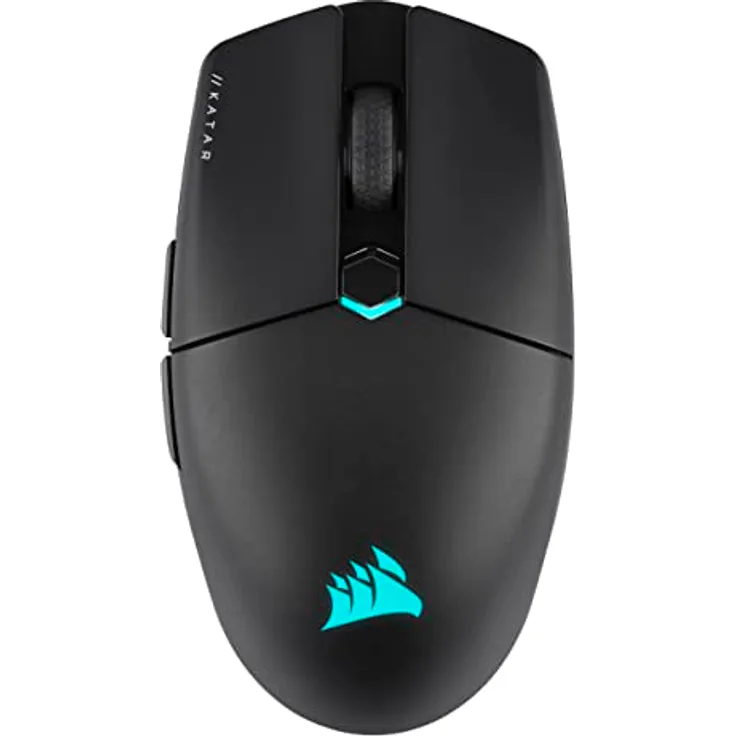 Corsair KATAR Elite Wireless Gaming-Maus - Ultraleicht, Optischer Marksman-Sensor 26.000 DPI, Unter 1ms Slipstream Wireless Drahtlosverbindung, Akkulaufzeit bis zu 110 Stunden - Schwarz