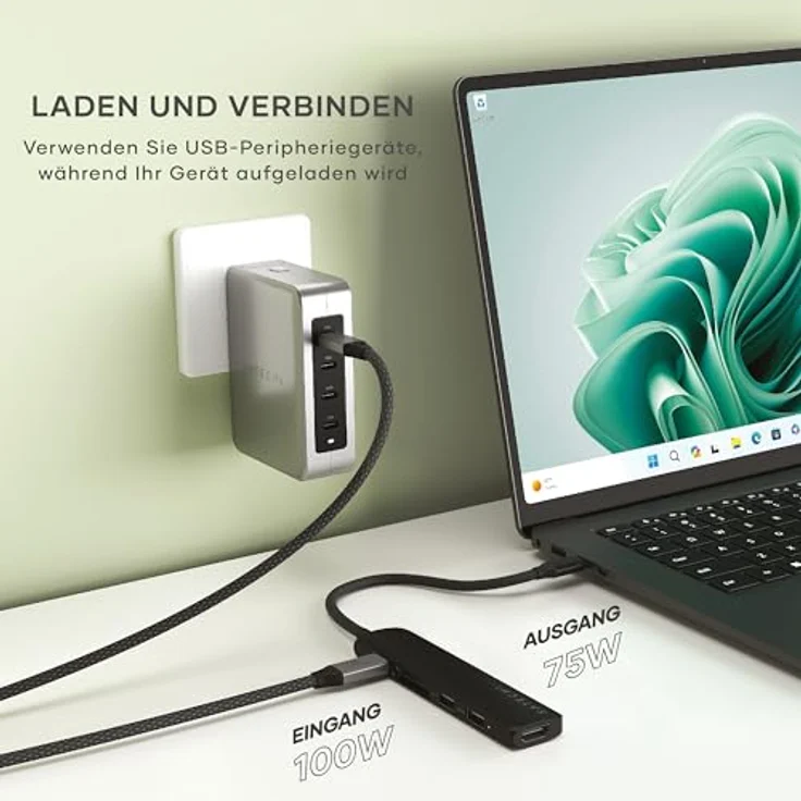 SATECHI 6-in-1 USB-C Hub Slim Plus, Multiport-Adapter mit 4K HDMI, 100W Power Delivery, 2x USB-A, SD/MicroSD-Kartenleser – Schwarz – Bild 3