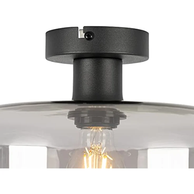 Qazqa Art Deco Deckenlampe in Schwarz mit Rauchglas - Bizle I LED geeignet E27 – Bild 5