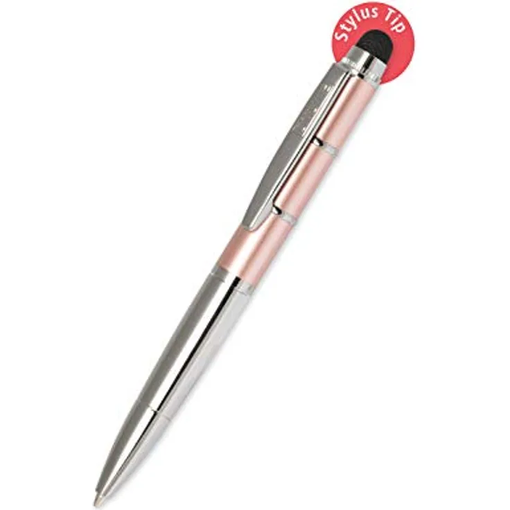 ONLINE Drehkugelschreiber und Eingeabestift in einem, mit Metallclip, D1-Standardmine, Piccolo Stylus Rosegold, 2in1 Mini-Kuli fürs Portemonnaie, blauschreibend, Stylus Tip für Touchscreens