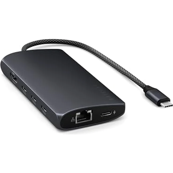 SATECHI USB C Hub Multiport Adapter V3, 8 in 1 USB-C Dongle mit 8K HDMI, 85W USB-C PD Charging, 4 USB-C Datenports, Ethernet, SD-Kartenleser für Mac, Windows – Mitternacht – Bild 1