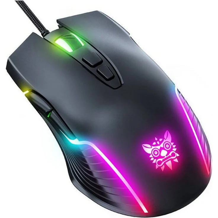 ONIKUMA CW905 Gaming Maus, Schwarz, ergonomisches Design, präziser optischer Sensor, RGB-Beleuchtung