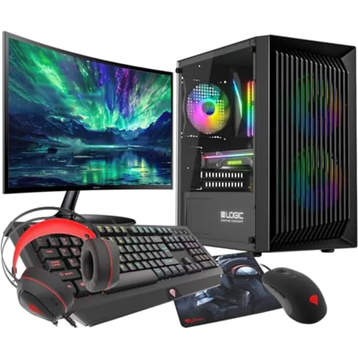 VIST Gaming PC Komplett Set Ryzen 5 RTX 3050 32GB SSD 1TB WiFi W11 24" - AMD Ryzen 5 3000, NVIDIA GeForce RTX 3050, 32GB DDR4 RAM, 1TB SSD, 24 Zoll Display