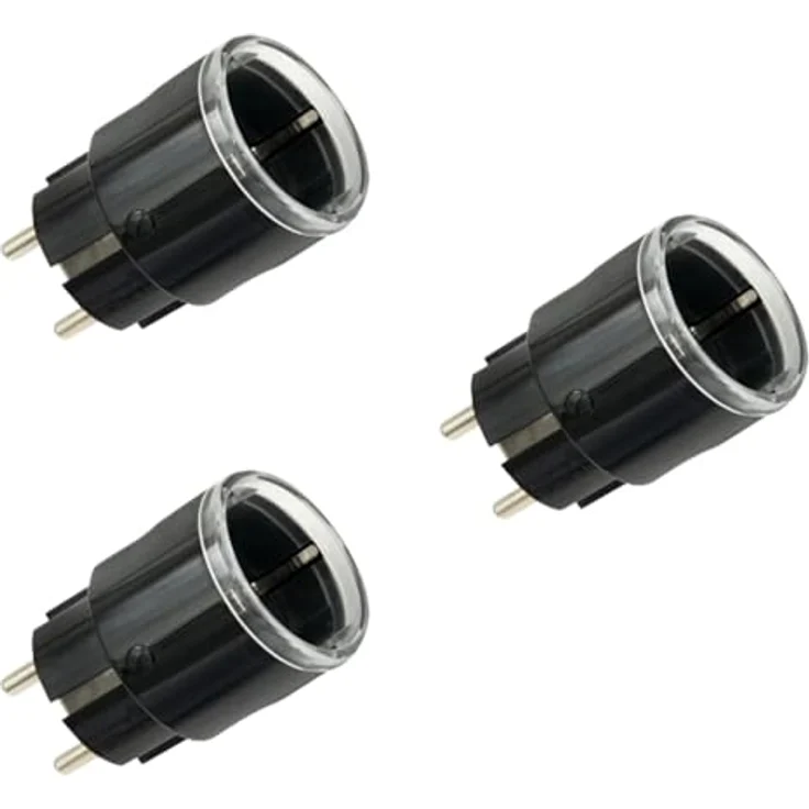Shelly Plug S MTR Gen3 Schwarz, 3er Pack, Matter-zertifizierte intelligente Steckdose mit Stromüberwachung und mehrfarbiger LED-Anzeige, iOS Android APP-Fernbedienung, Google Home+Alexa-Zubehör, Timer – Bild 1