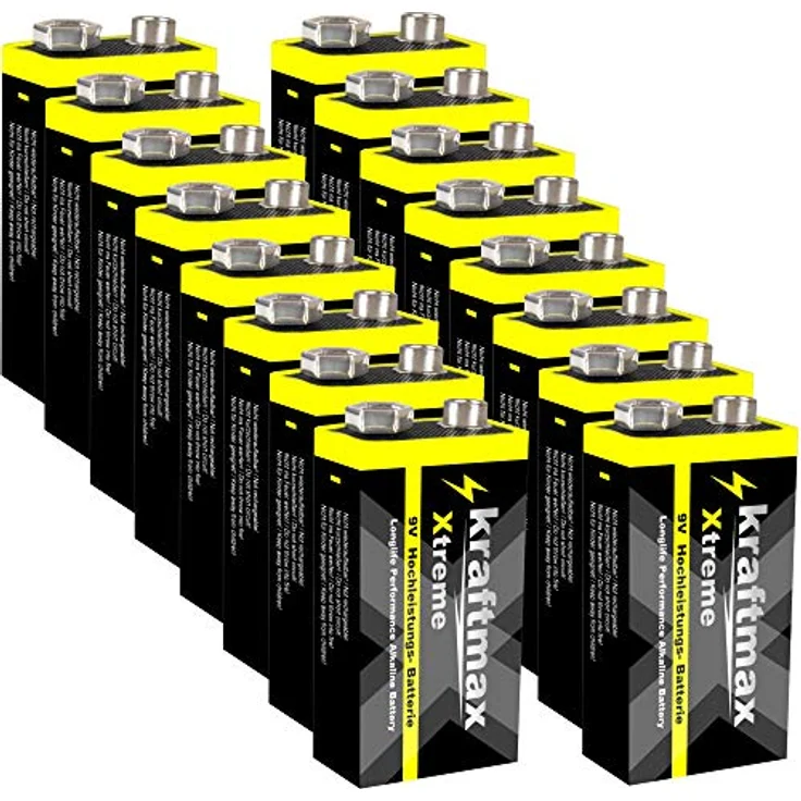 kraftmax Xtreme 9V Blockbatterien, 16er Pack Hochleistungs- Batterien, Super Longlife für Rauchmelder und Smart Home Geräte – Bild 1