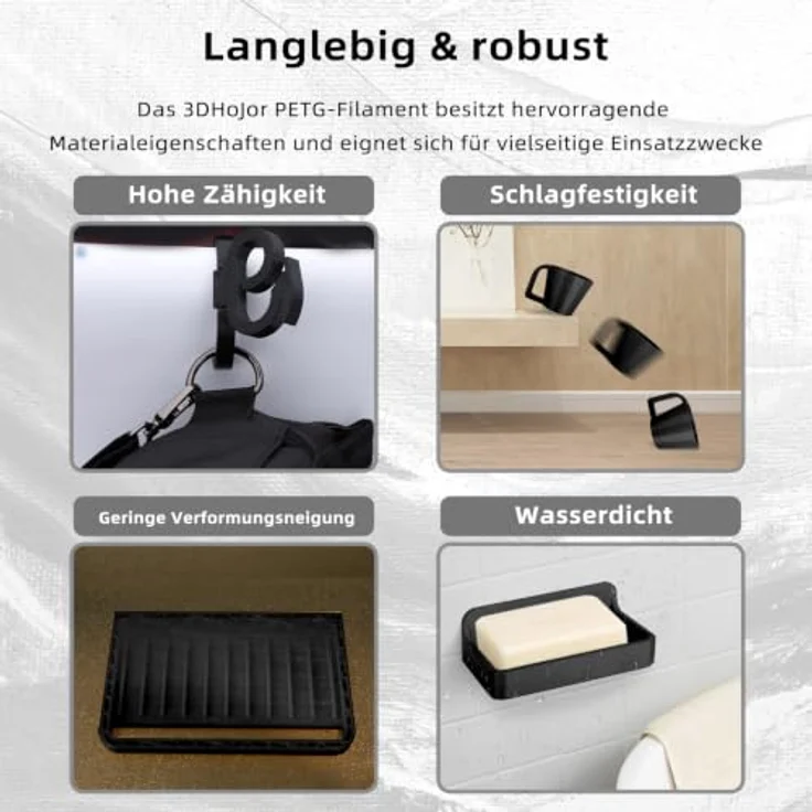 3DHoJor PETG Filament 1.75mm, 2KG, 8 Farben, hohe Zähigkeit und Formstabilität, 0.25KG/Spule – Bild 2