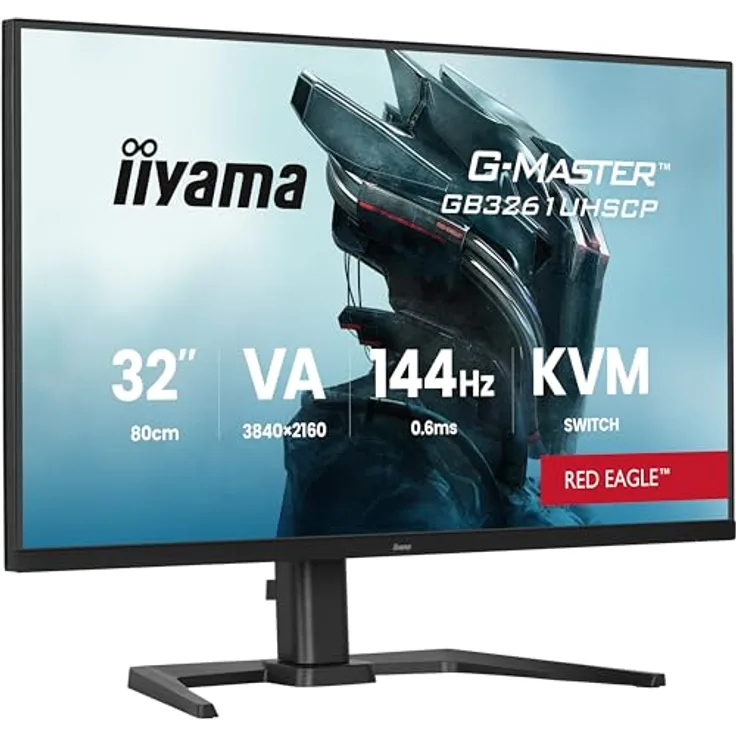 iiyama G-MASTER Red Eagle GB3261UHSCP, 32" 4K Gaming-Monitor mit 144Hz, KVM Switch und USB-C-Konnektivität