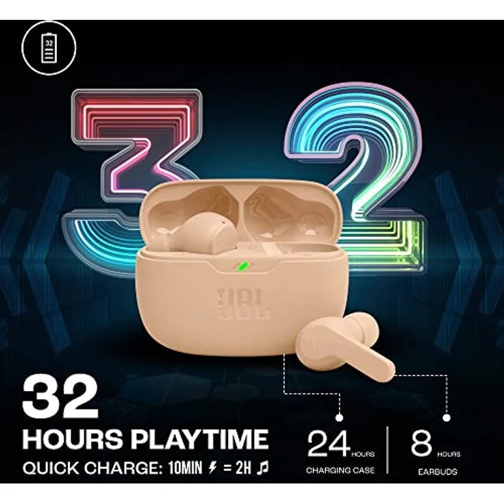 JBL Wave Beam – Kabellose In-Ear Ohrhörer mit IP54 und IPX2 Wasserdichtigkeit – Freisprechfunktion und 32 Stunden Akkulaufzeit – In Beige – Bild 4