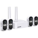 ZOSI 2K Überwachungskamera Aussen Akku 4er Set mit 64GB Karte, 4X 3MP Kabellos Kamera Überwachung WLAN Außen/Innen, Farbe Nachtsicht, Personenerkennung, 2-Wege Audio