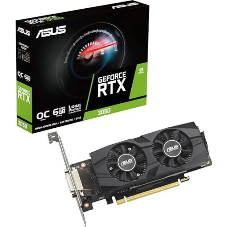 ASUS GeForce RTX 3050 LP BRK OC Edition 6GB GDDR6 Gaming Grafikkarte, Nvidia RTX3050, PCIe 4.0, Raytracing, IP5X Staubschutz, schwarz