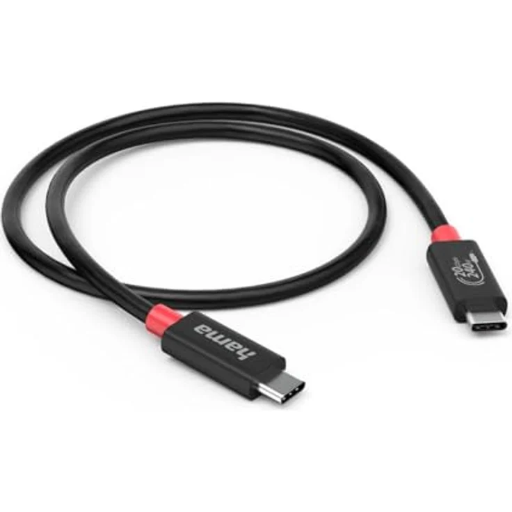 HAMA USB4 Transfer-Kabel, Schwarz, 2m, 20 Gbit/s, 8K Ultra-HD, E-Marker, hoher Knickschutz – Bild 3