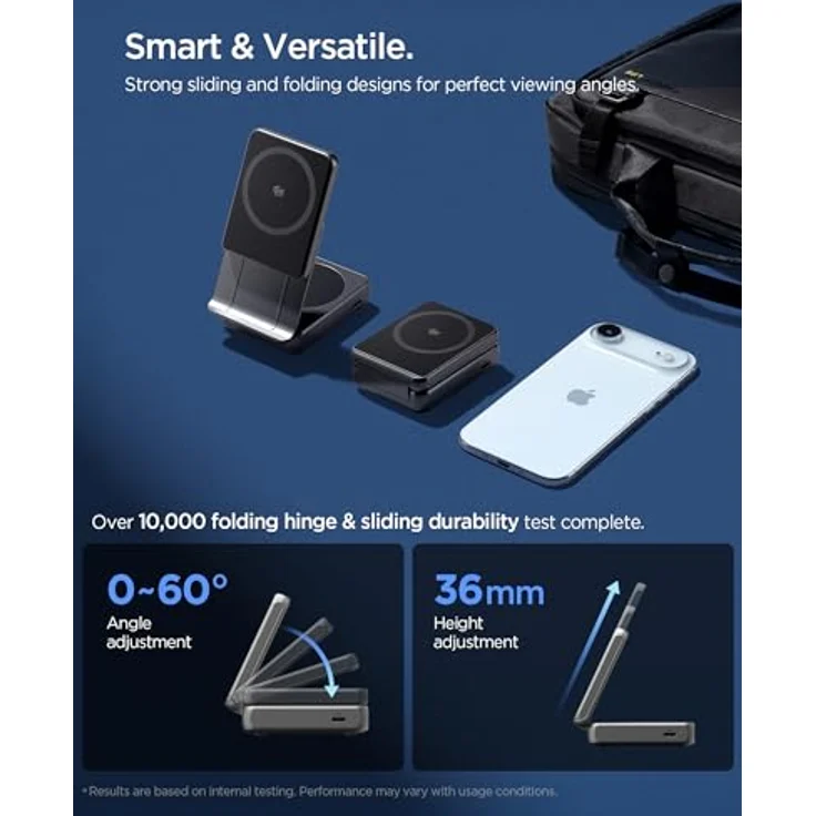 Spigen Essential EF302MOQ, 2-in-1 Magnetischer MagSafe Wireless Charger, 25 W Schnellladen, Schwarz – Bild 4