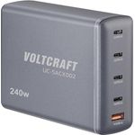 Voltcraft UC-5ACX002 USB-Ladestation 240 W GaN-Technologie, 5x USB-A, 4x USB-C, Power Delivery, iPhone 8+ Schnellaufladung, Innenbereich - Schwarz