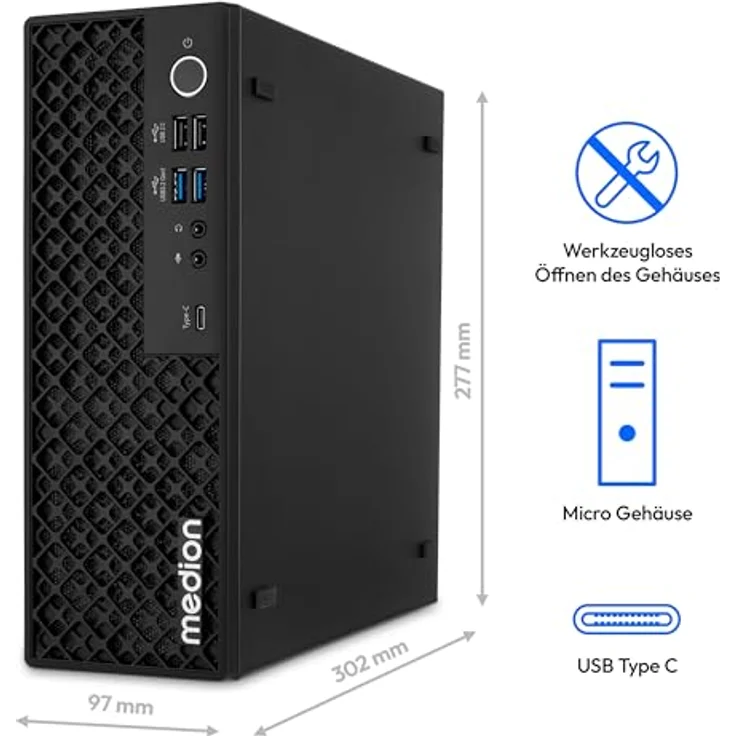 MEDION Picoworx T80 III Mini PC (Slim, Core Ultra 5 226V, 16GB DDR5 RAM, 512GB SSD, Intel ARC 130V, WLAN 6E, HDMI 2.0, Windows 11 Home) – Bild 4