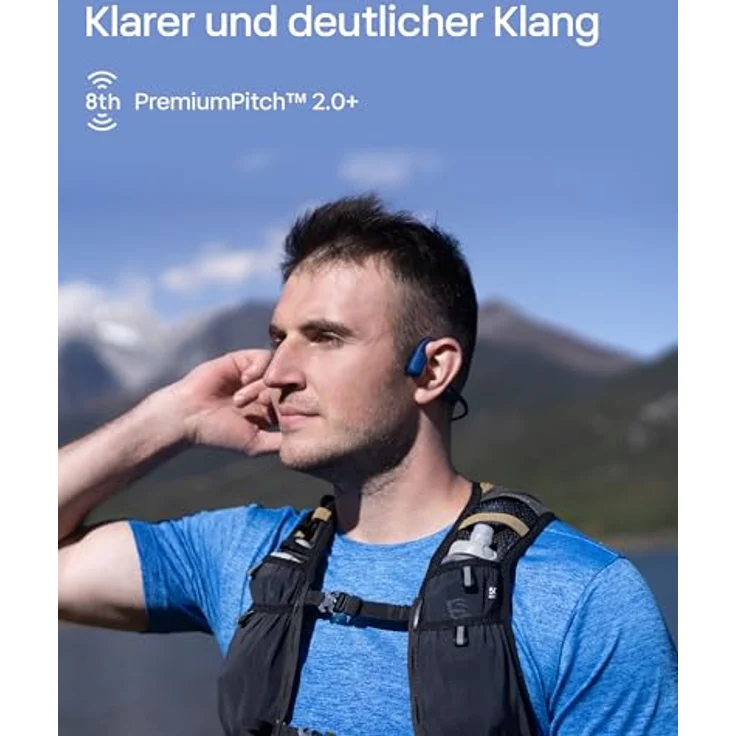 Shokz Openrun Sport Kopfhörer - Bone Conduction Technologie, kabellos, Blau mit integriertem Mikrofon und digitaler Geräuschunterdrückung – Bild 6