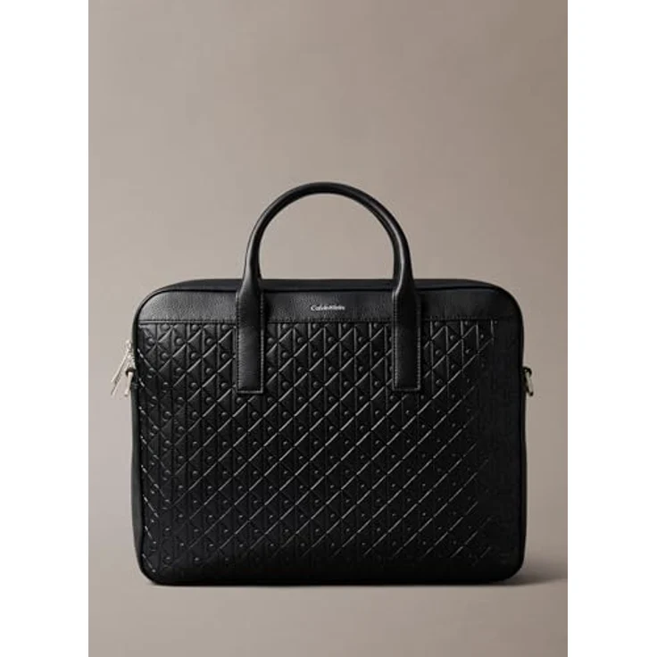 Calvin Klein EMBLEM EMBOSS COMMUTER, Aktentasche aus hochwertigem Lederimitat mit Reißverschluss-Hauptfach, 36/28,5/7 cm, schwarz – Bild 5