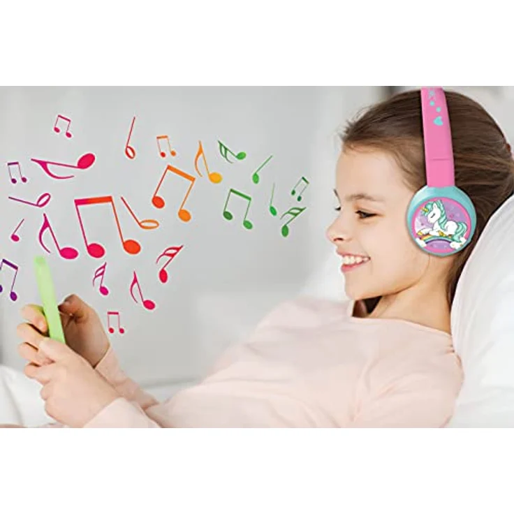 Lexibook® Einhorn faltbare Kopfhörer Bluetooth und Kabelanschluss Kinder-Kopfhörer, 2-in-1 Audiokopfhörer in tollem Einhorn Design, Kids Safe Funktion, Bluetooth 5.0, in Kunststoff, Größe ca. 19 x 17 x 8 cm – Bild 5