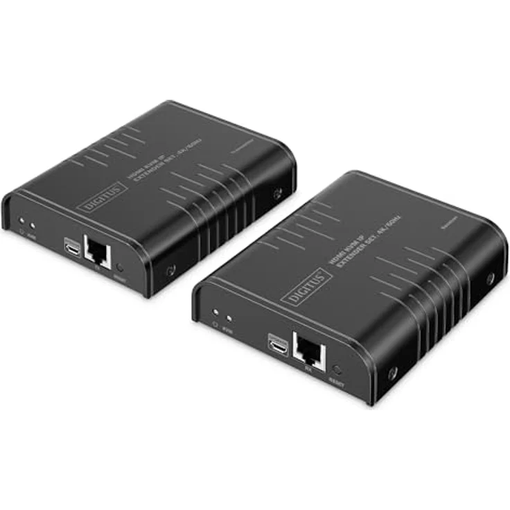 Digitus HDMI KVM IP Extender Set, 4K/60Hz, KVM Switch für bis zu 253 Empfänger, Schwarz – Bild 1