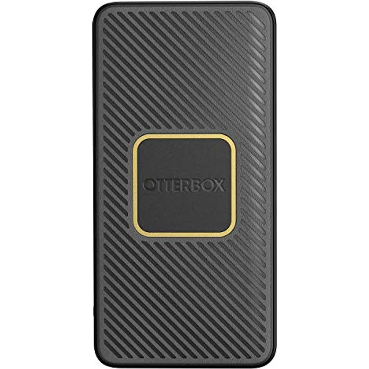 OtterBox Power Bank mit Qi 10W drahtlosem Laden, 10,000 mAh externer Akku mit USB-A 18W und USB-C 18W Ausgangsleistung, Status LED, schlankes, sturzgeschütztes robustes Design, Schwarz