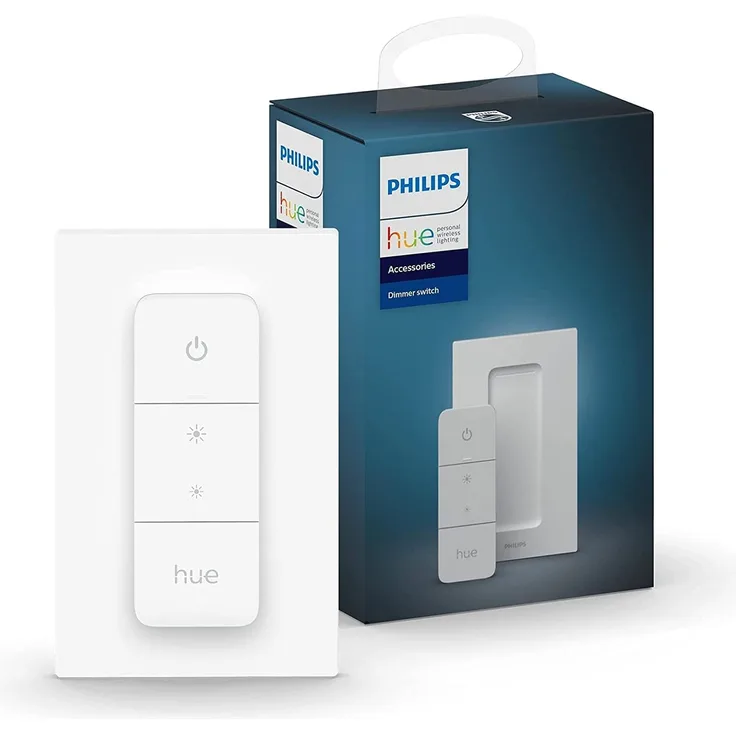 Philips Hue Dimmschalter Switch V2, Zubehör für Ihr Philips Hue System, kabelloses Dimmen ohne Installation, Abrufen von Lichtszenen, weiß (929002398602)