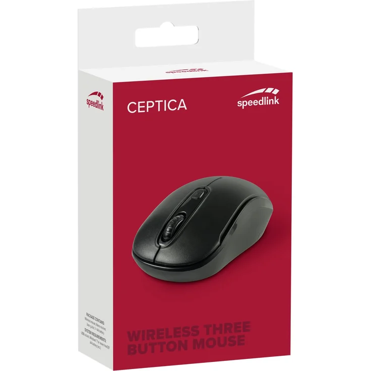 Speedlink PTICA Mouse Wireless - 3 Tasten Maus Kabellos für Büro-Home Office - 10m Reichweite - dpi Schalter bis 1600 dpi, für Links- und Rechtshänder für Gaming-PC-Notebook-Laptop - schwarz-rot – Bild 2