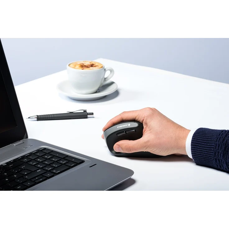 CHERRY MW 4500 - Kabellos - Ergonomische Bauform - Im 45° Design - Armschonend - Rechtshänder - DPI Umschalter - Schwarz - Mobil – Bild 4