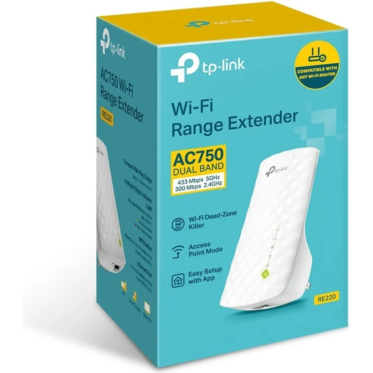 TP-Link RE220 AC750 Dualband WLAN-Repeater Mesh bis zu 750Mbit/s LAN-Port Weiß – Bild 4