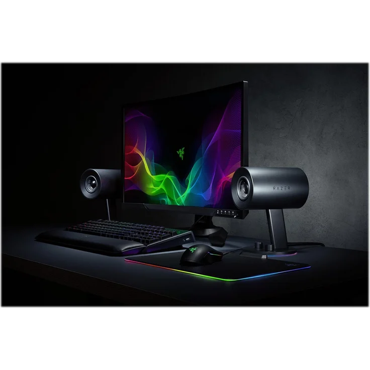 Razer Nommo Chroma 2.0 Gaming Lautsprecher (USB Lautsprecher PC mit Breitband-Sound, 3 Zoll Treiber aus Glasfaser und Razer) chroma RGB Beleuchtung – Bild 5